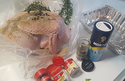 Turkey prepared for roasting