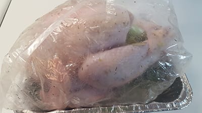 Turkey sealed in bag.