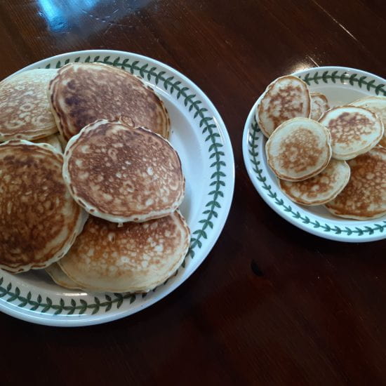 Regular size and baby pancakes.